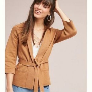 Anthro Moth Rizzo Belted Camel Wrap Cardigan XS